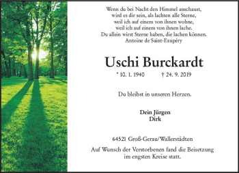 Traueranzeige von Ursula Burckardt von vrm-trauer