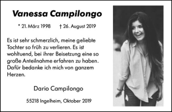 Traueranzeige von Vanessa Compilongo von vrm-trauer