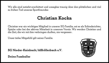 Traueranzeige von Christian Kocka von vrm-trauer