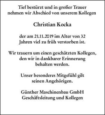 Traueranzeige von Christian Kocka von vrm-trauer