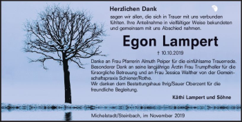 Traueranzeige von Egon Lampert von vrm-trauer