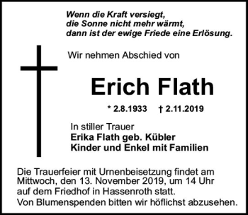 Traueranzeige von Erich Flath von vrm-trauer