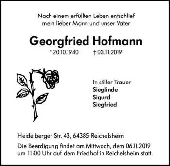 Traueranzeige von Georgfried Hofmann von vrm-trauer