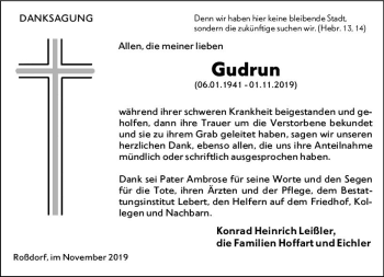 Traueranzeige von Gudrun  von vrm-trauer