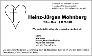 Traueranzeige von Heinz-Jürgen Mohnberg von vrm-trauer