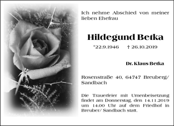 Traueranzeige von Hildegund Beidia von vrm-trauer