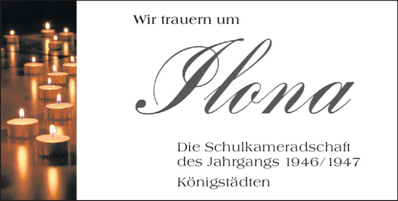  Traueranzeige für Ilona  vom 23.11.2019 aus vrm-trauer