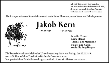 Traueranzeige von Jakob Kern von vrm-trauer