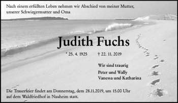 Traueranzeige von Judith Fuchs von vrm-trauer