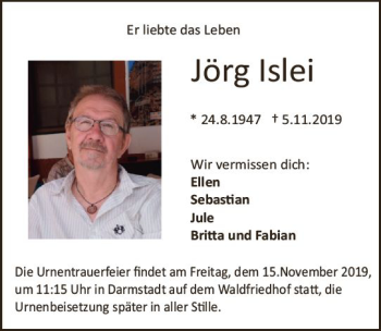 Traueranzeige von Jörg Islei von vrm-trauer