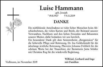Traueranzeige von Luise Hammann von vrm-trauer