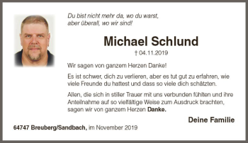 Traueranzeige von Michael Schlund von vrm-trauer