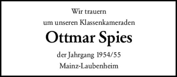 Traueranzeige von Ottmar Spies von vrm-trauer