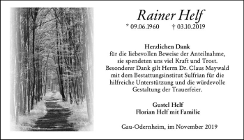 Traueranzeige von Rainer Helf von vrm-trauer