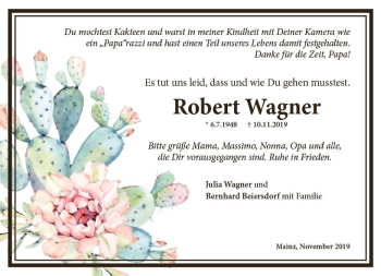 Traueranzeige von Robert Wagner von vrm-trauer