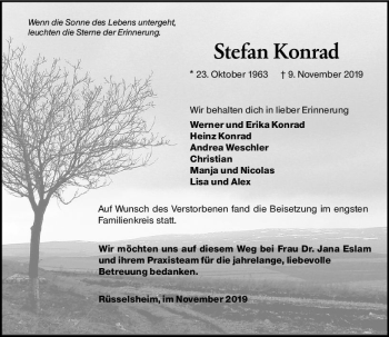 Traueranzeige von Stefan Konrad von vrm-trauer