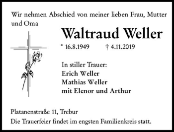 Traueranzeige von Waltraud Weller von vrm-trauer