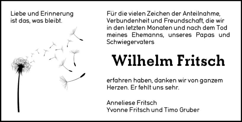  Traueranzeige für Wilhelm Fritsch vom 02.11.2019 aus vrm-trauer