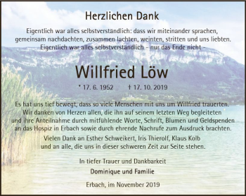 Traueranzeige von Willfried Löw von vrm-trauer