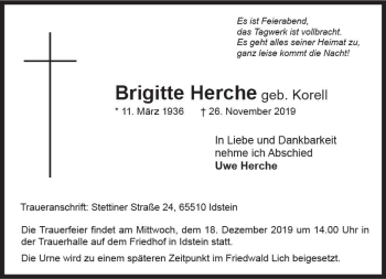 Traueranzeige von Brigitte Herche von vrm-trauer