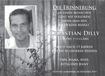 Traueranzeige von Christian Dilly von vrm-trauer