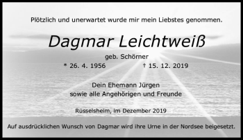 Traueranzeige von Dagmar Leichtweiß von vrm-trauer