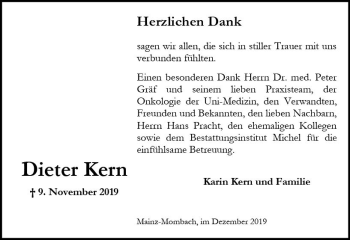 Traueranzeige von Dieter Kern von vrm-trauer