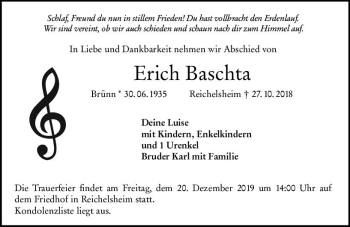 Traueranzeige von Erich Baschta von vrm-trauer