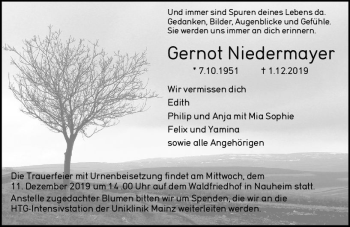 Traueranzeige von Gernot Niedermayer von vrm-trauer