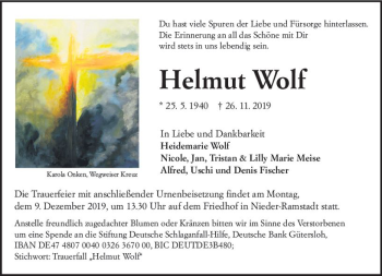 Traueranzeige von Helmut Wolf von vrm-trauer
