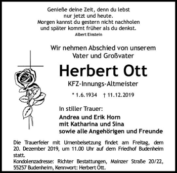 Traueranzeige von Herbert Ott von vrm-trauer