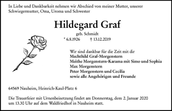Traueranzeige von Hildegard Graf von vrm-trauer