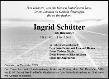 Traueranzeige von Ingrid Schütter von vrm-trauer