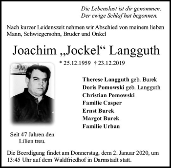 Traueranzeige von Joachim Langguth von vrm-trauer