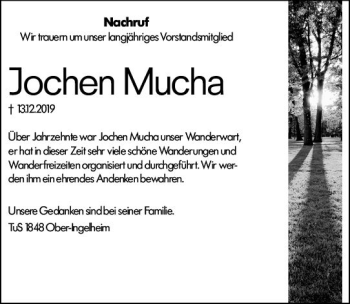 Traueranzeige von Jochen Mucha von vrm-trauer