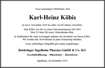 Traueranzeige von Karl-Heinz Köbis von vrm-trauer