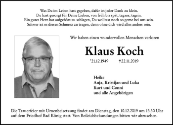 Traueranzeige von Klaus Koch von vrm-trauer