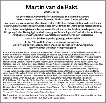 Traueranzeige von Martin van de Rakt von vrm-trauer