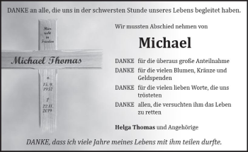 Traueranzeige von Michael Thomas von vrm-trauer