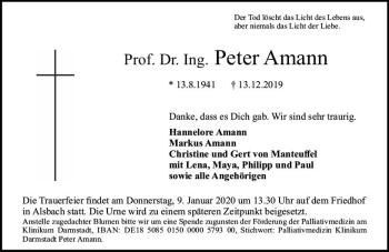 Traueranzeige von Peter Amann von vrm-trauer