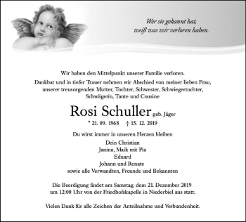 Traueranzeige von Rosi Schuller von  Wetzlarer Neue Zeitung