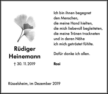 Traueranzeige von Rüdiger Heinemann von vrm-trauer