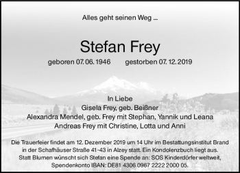 Traueranzeige von Stefan Frey von vrm-trauer
