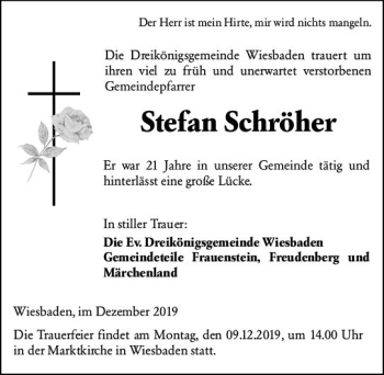 Traueranzeige von Stefan Schröher von vrm-trauer