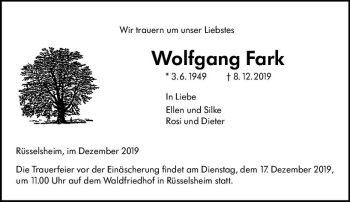 Traueranzeige von Wolfgang Fark von vrm-trauer