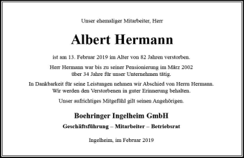 Traueranzeige von Albert Hermann von vrm-trauer