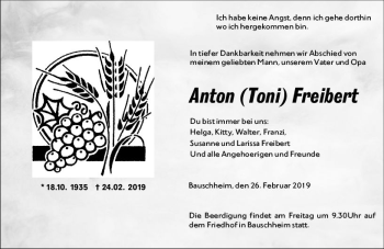 Traueranzeige von Anton Freibert von vrm-trauer