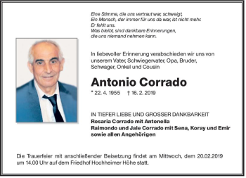 Traueranzeige von Antonio Corrado von vrm-trauer