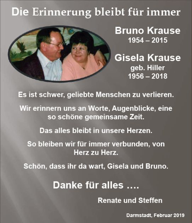  Traueranzeige für Bruno  Krause vom 20.02.2019 aus vrm-trauer