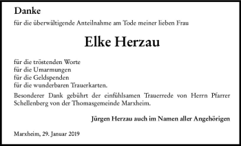 Traueranzeige von Elke Herzau von vrm-trauer